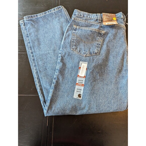 Carhartt Straight Fit Blue Jeans Stonewash Mens Size 44x32 New NWT - Picture 1 of 9